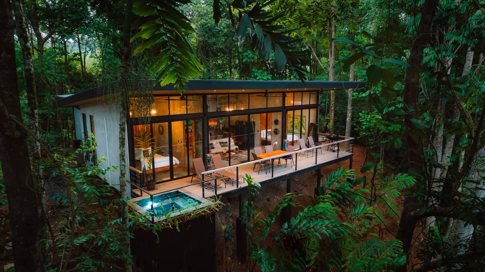 Casa Rebi exterior at dusk